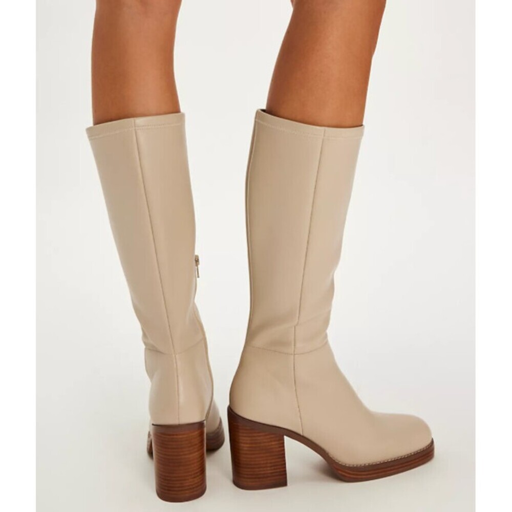 Silent D Posh Platform Boots Ivory Block Heel NEW - US 9 / EU 39